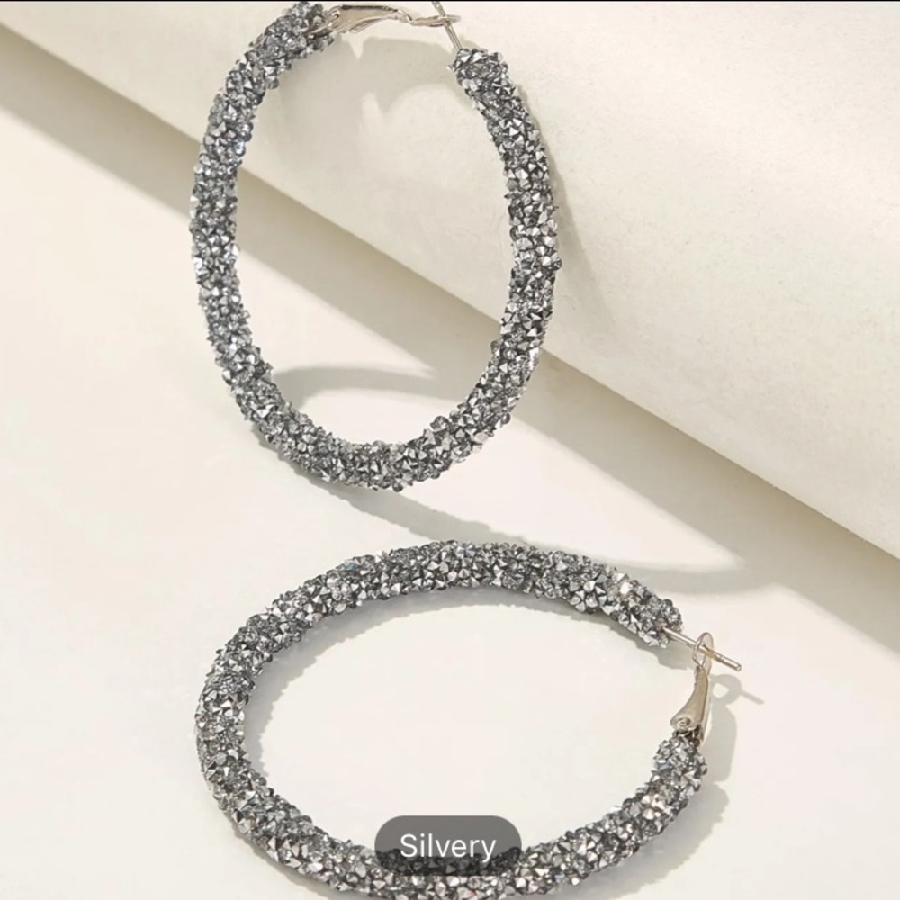🔥10 for $100🔥 Rhinestone large hoop earrings